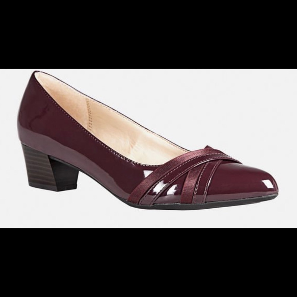 AVENUE Olivia Criss Cross Los Heel Pump Burgandy